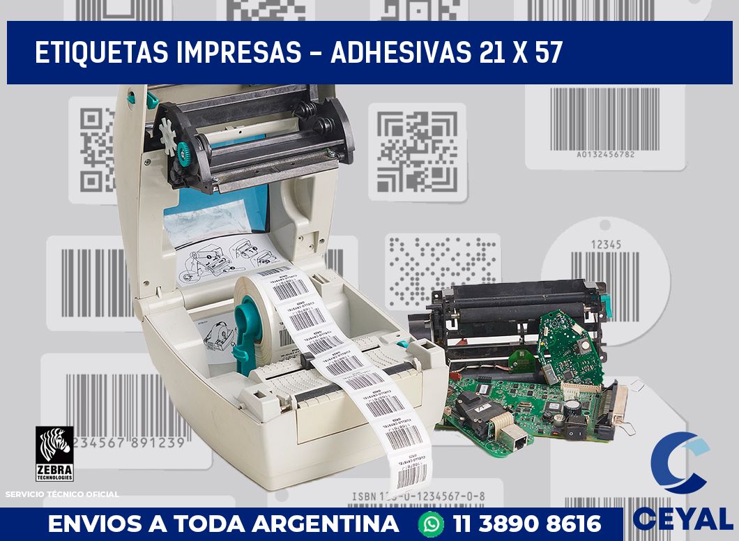 etiquetas impresas - Adhesivas 21 x 57