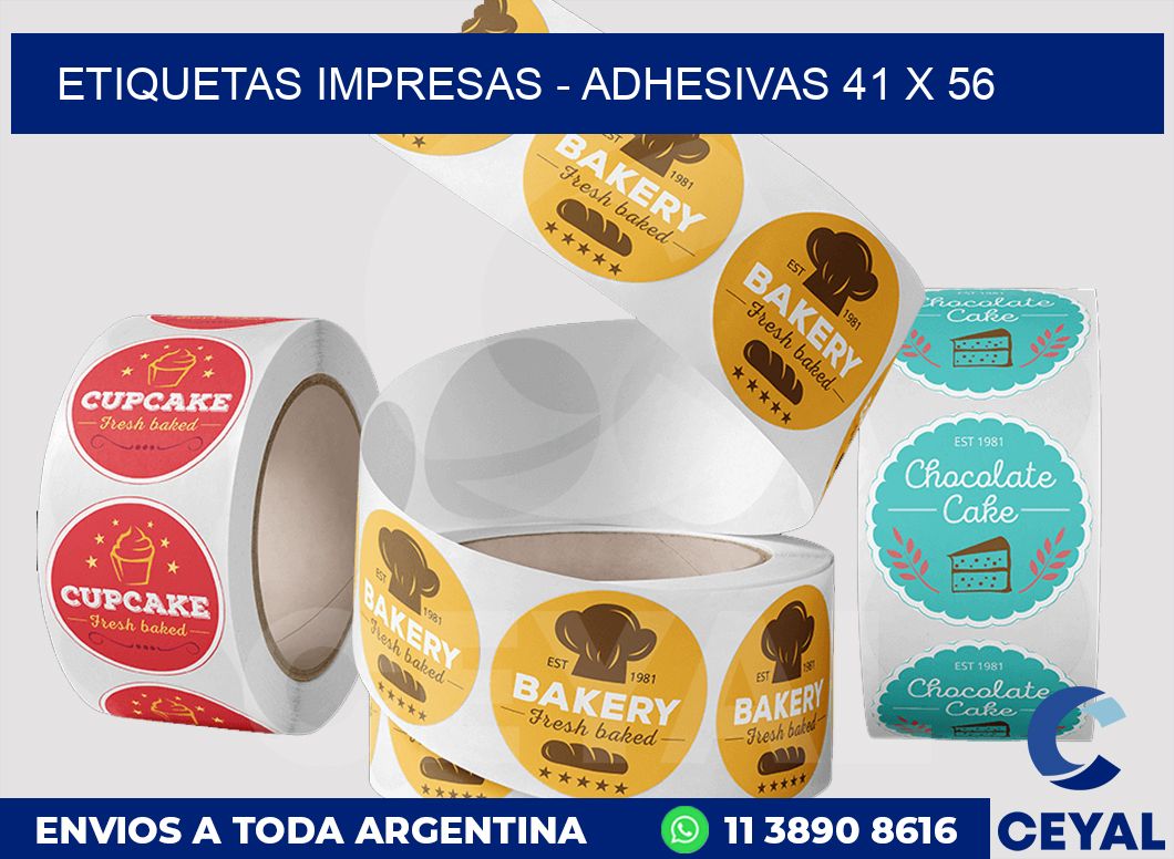 etiquetas impresas - Adhesivas 41 x 56