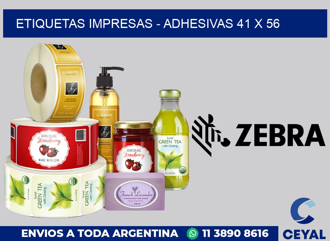 etiquetas impresas - Adhesivas 41 x 56
