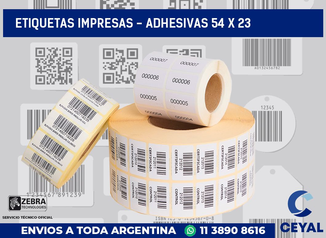 etiquetas impresas - Adhesivas 54 x 23