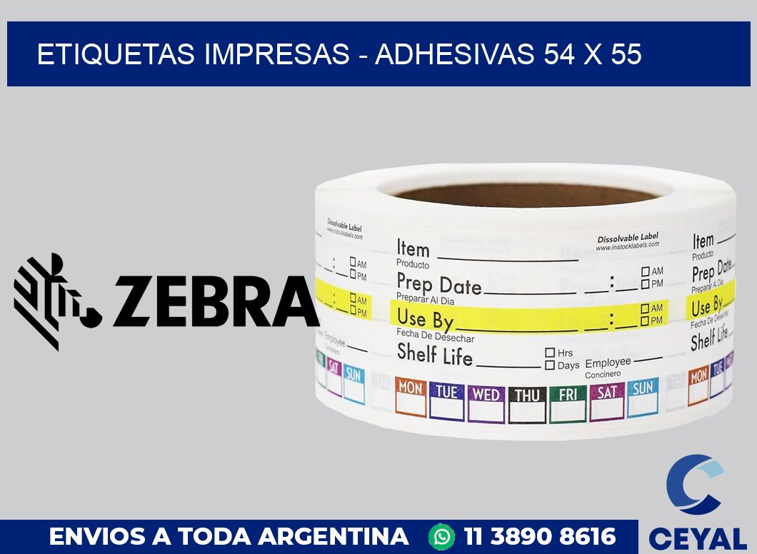 etiquetas impresas - Adhesivas 54 x 55