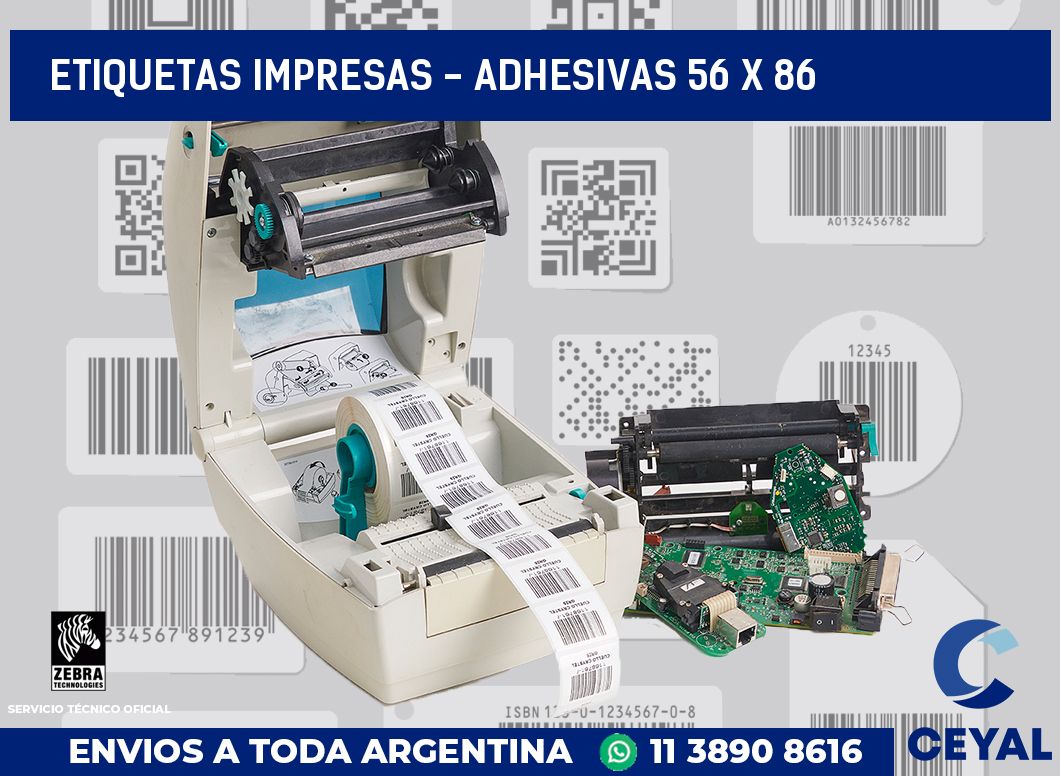 etiquetas impresas - Adhesivas 56 x 86