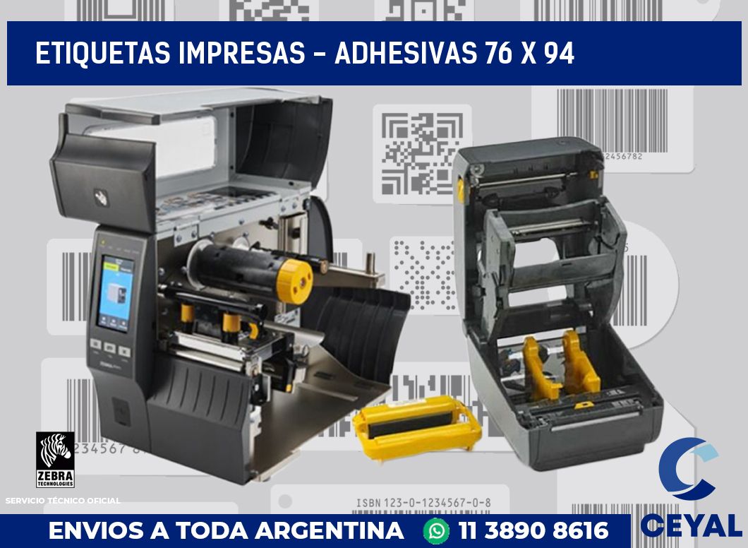 etiquetas impresas - Adhesivas 76 x 94