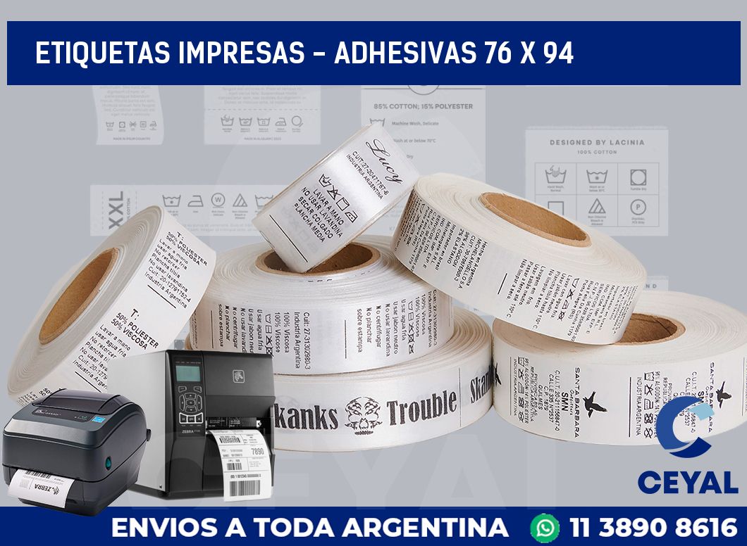 etiquetas impresas - Adhesivas 76 x 94