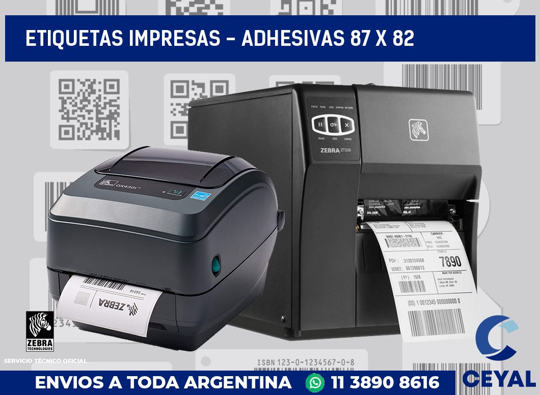 etiquetas impresas - Adhesivas 87 x 82