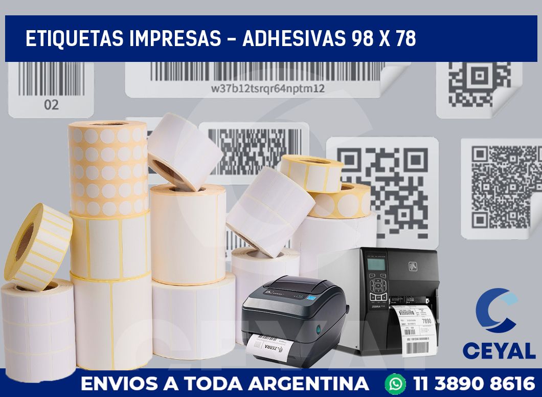 etiquetas impresas - Adhesivas 98 x 78