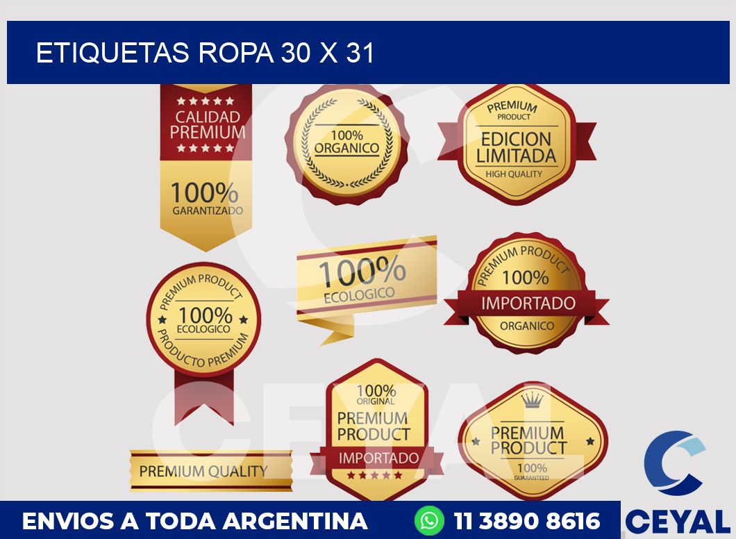 etiquetas ropa 30 x 31