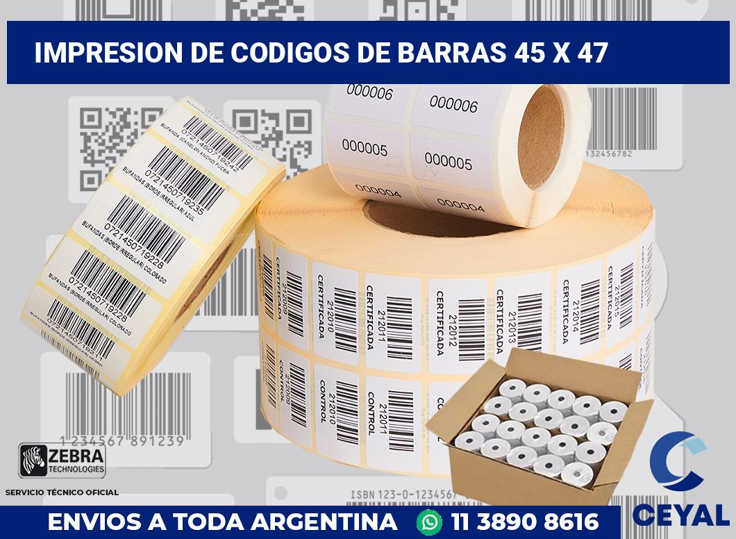 impresion de codigos de barras 45 x 47