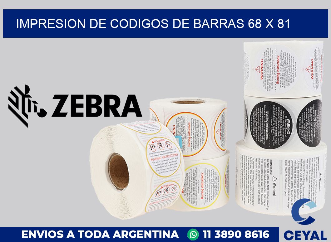 impresion de codigos de barras 68 x 81