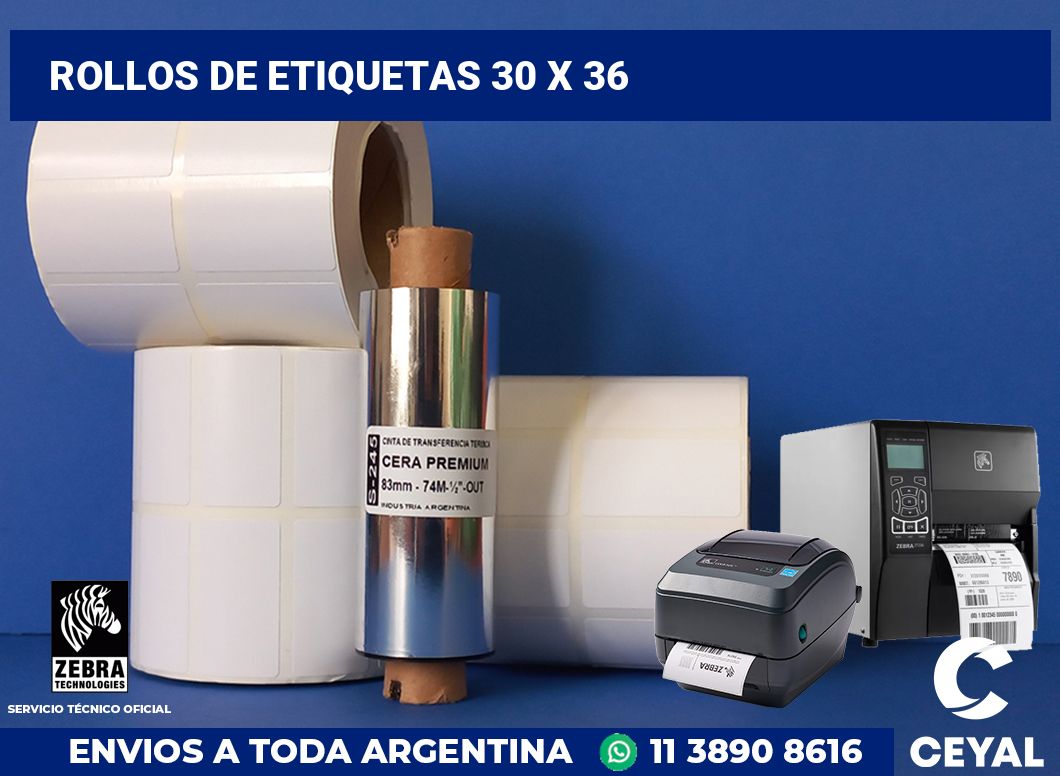 rollos de etiquetas 30 x 36