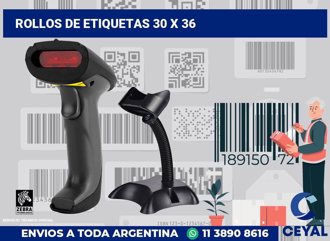 rollos de etiquetas 30 x 36