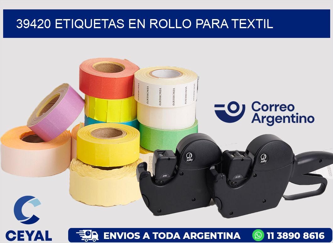 39420 etiquetas en rollo para textil