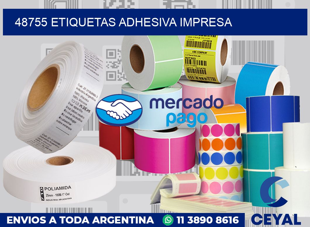 48755 etiquetas adhesiva impresa