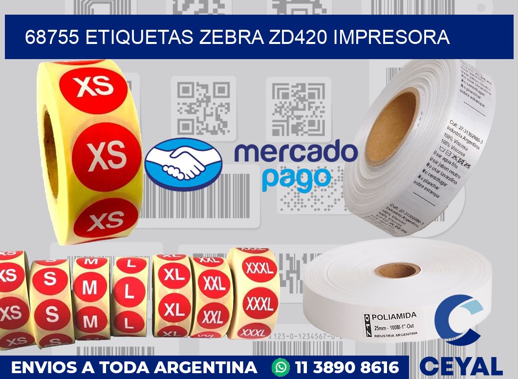68755 etiquetas Zebra zd420 impresora