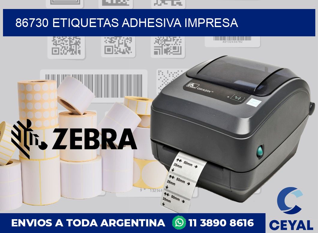 86730 etiquetas adhesiva impresa