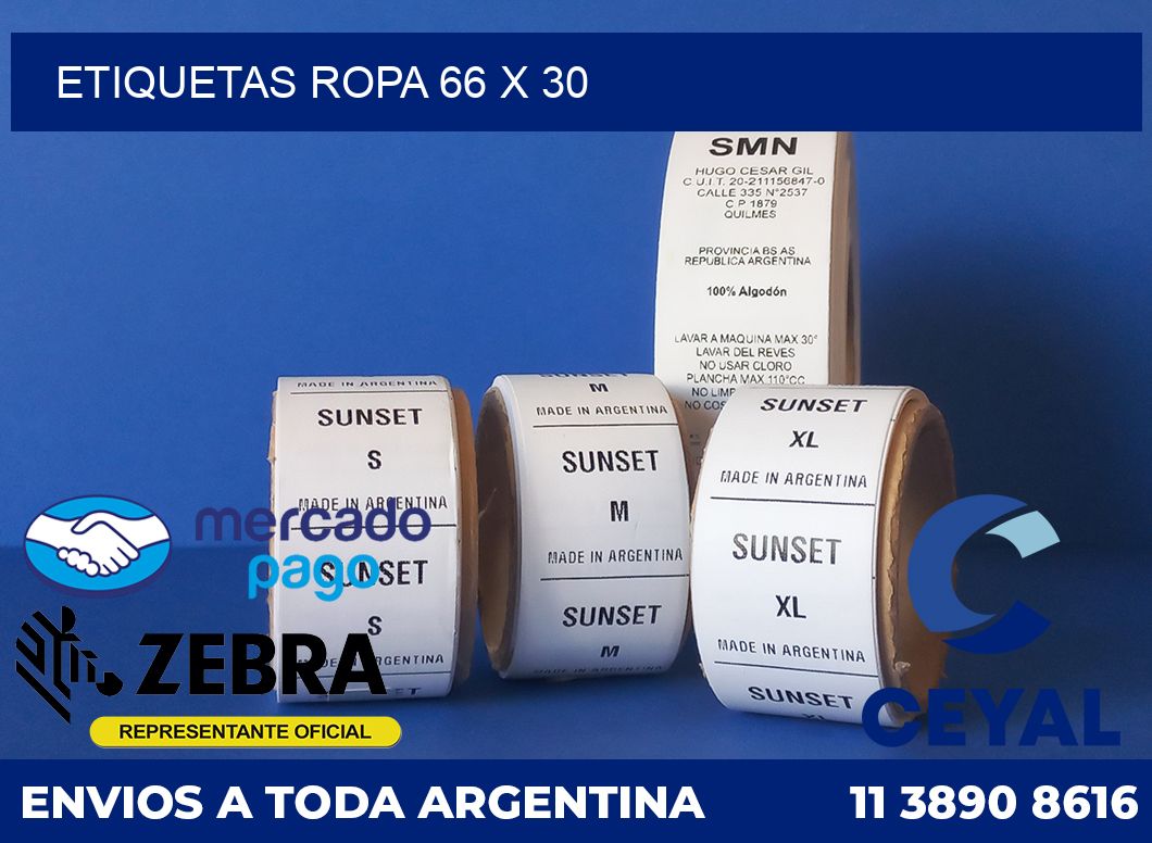 Etiquetas ropa 66 x 30