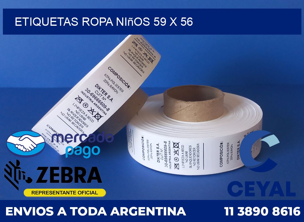 Etiquetas ropa niños 59 x 56