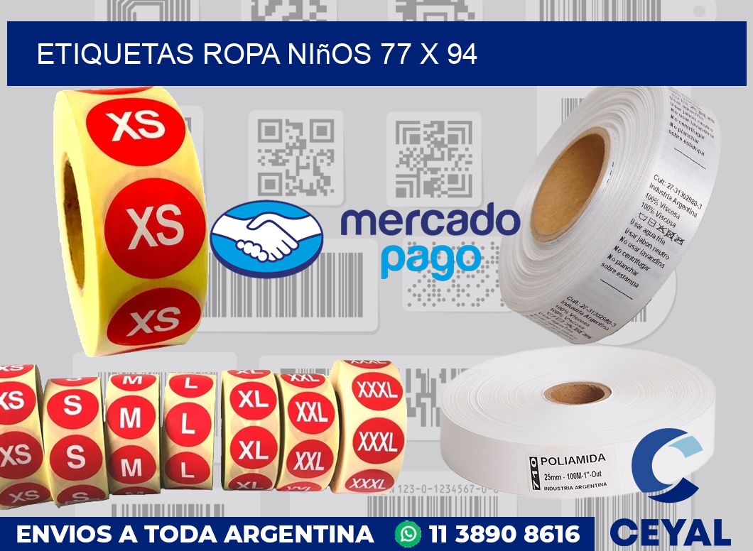Etiquetas ropa niños 77 x 94