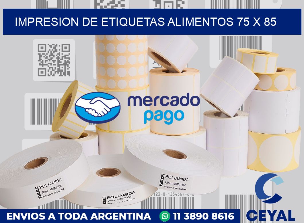 Impresion de etiquetas alimentos 75 x 85