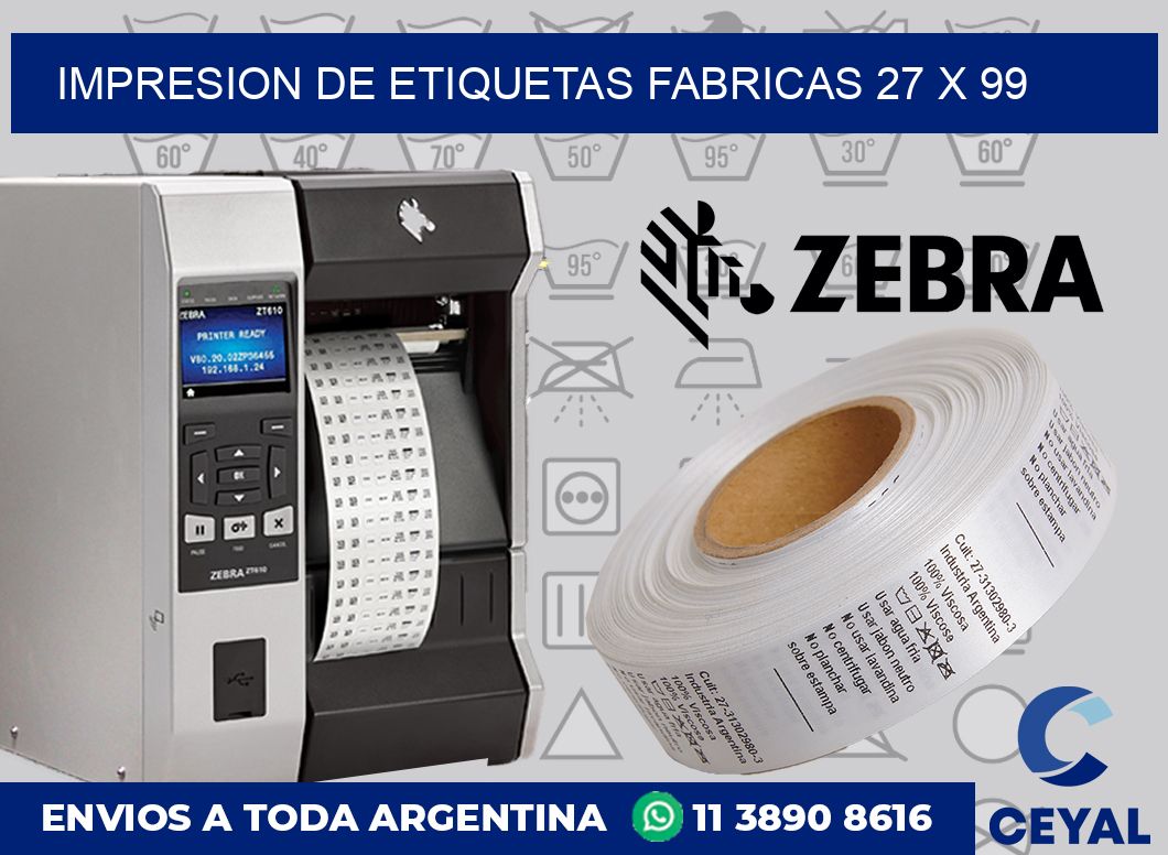 Impresion de etiquetas fabricas 27 x 99