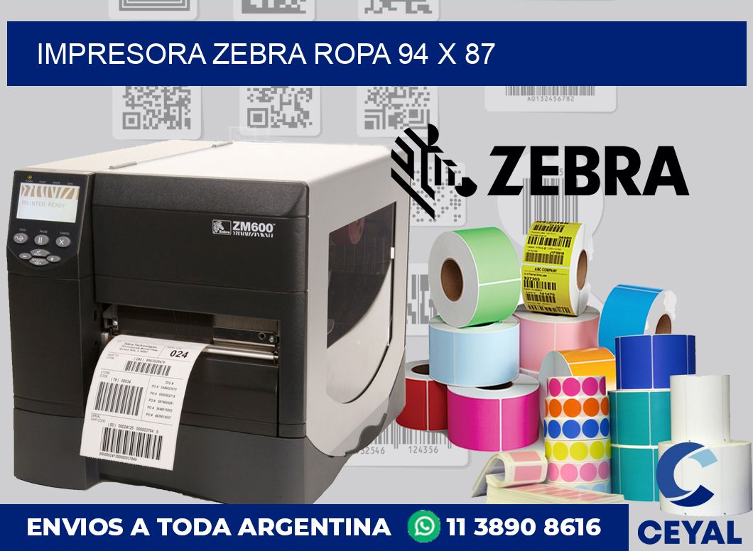 Impresora Zebra ropa 94 x 87