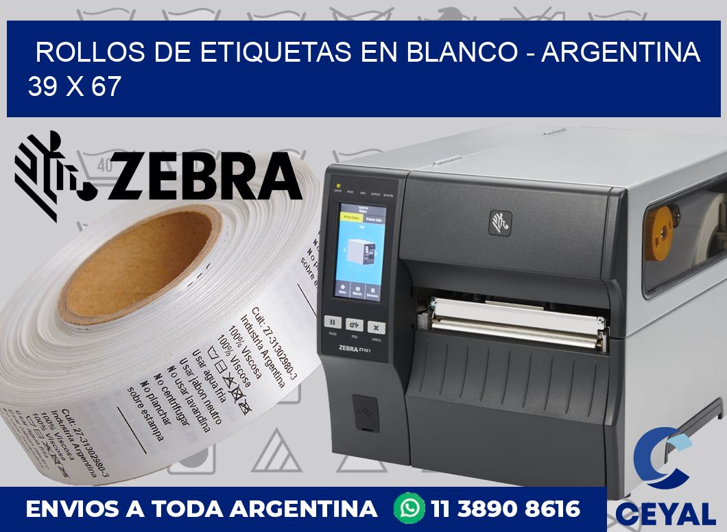 Rollos de etiquetas en blanco - Argentina 39 x 67