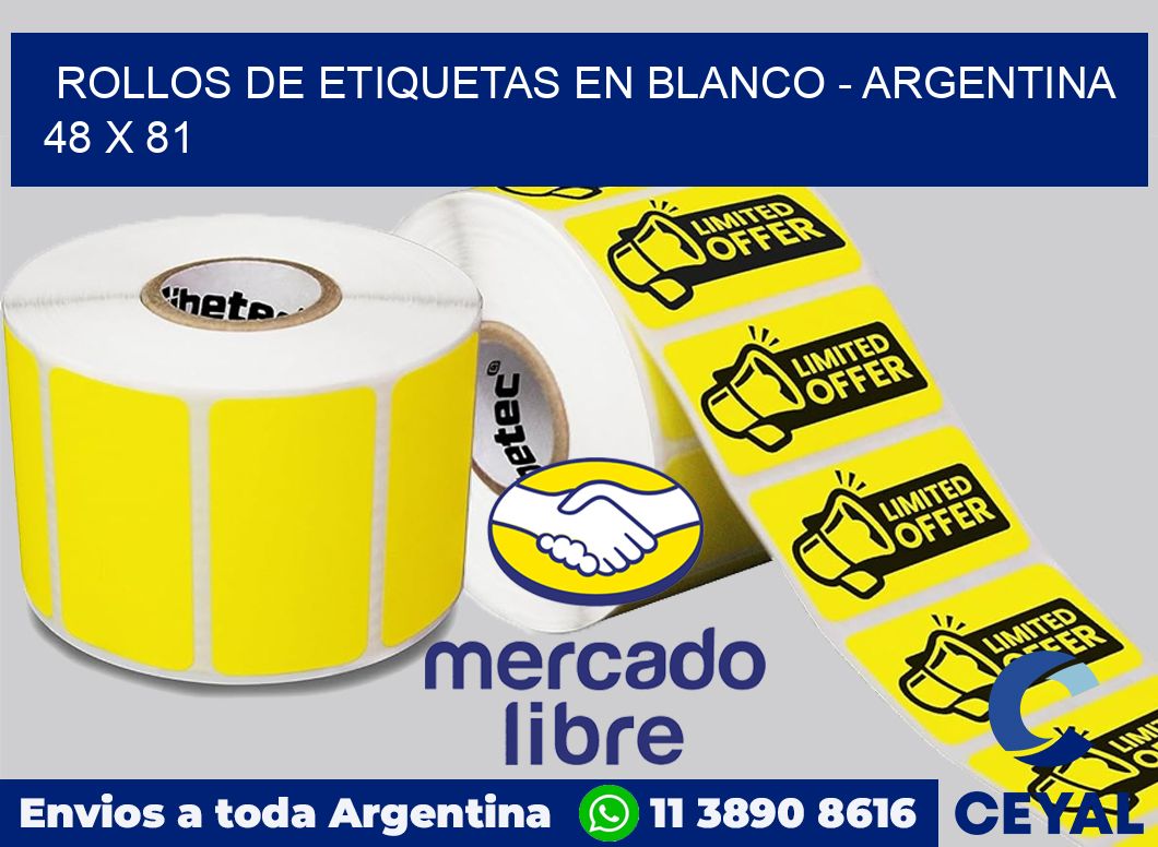 Rollos de etiquetas en blanco - Argentina 48 x 81