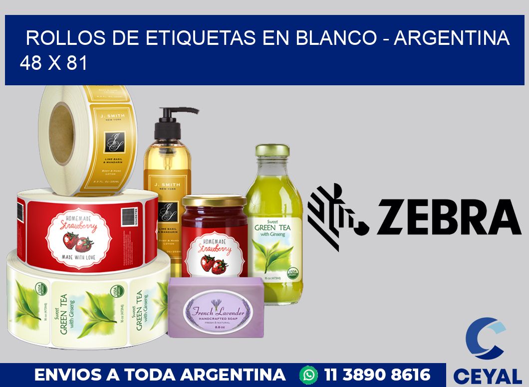 Rollos de etiquetas en blanco - Argentina 48 x 81