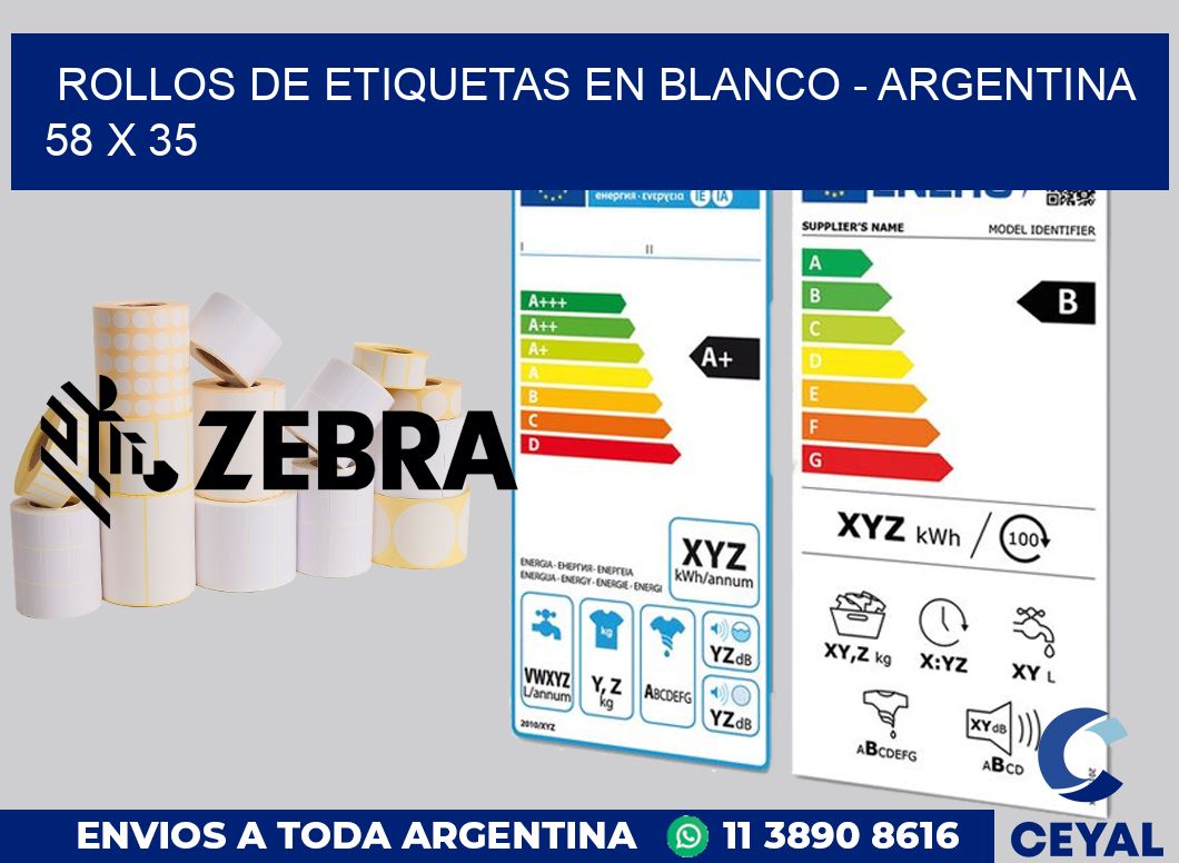 Rollos de etiquetas en blanco - Argentina 58 x 35