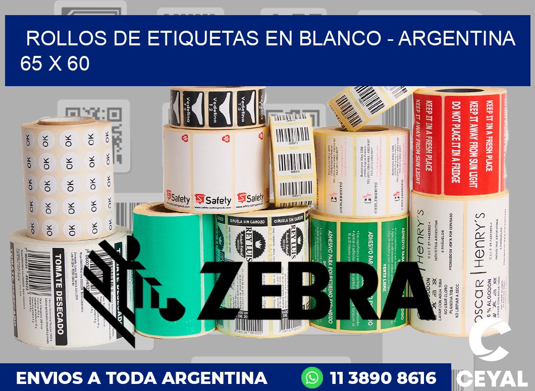 Rollos de etiquetas en blanco - Argentina 65 x 60