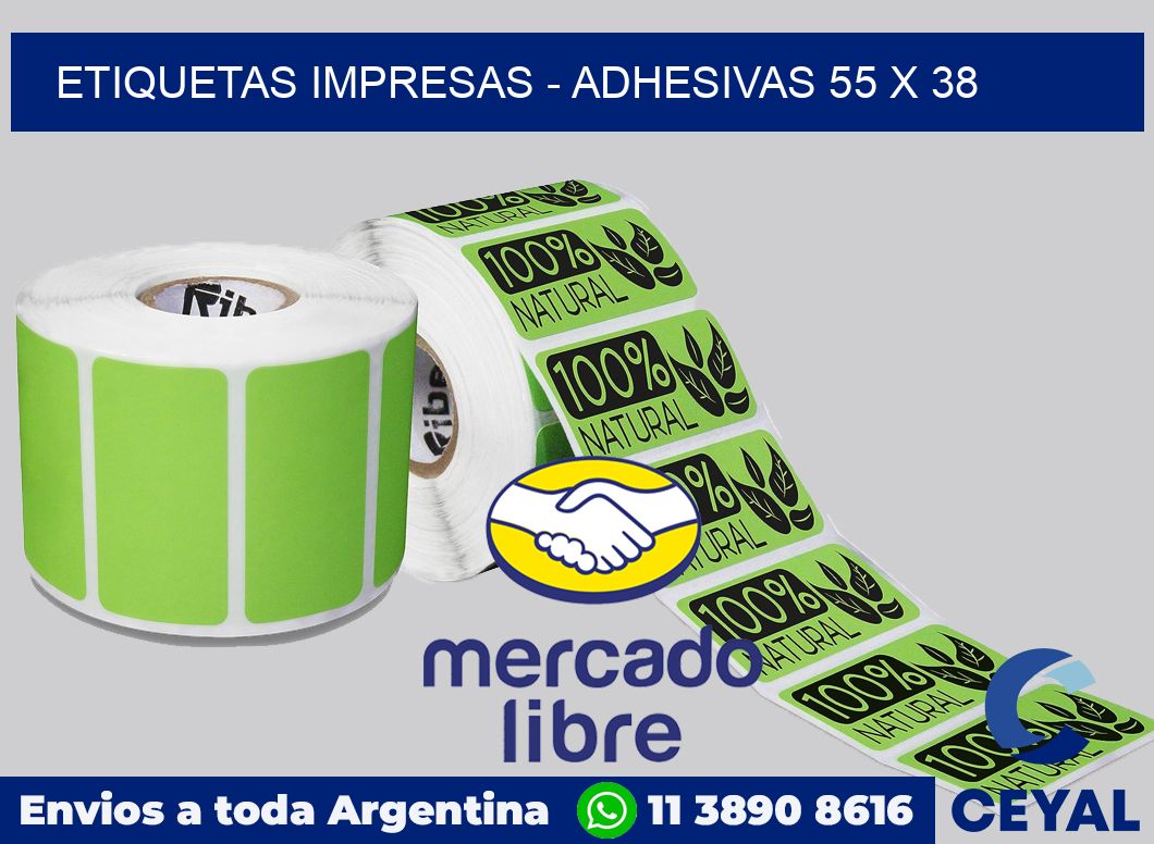 etiquetas impresas - Adhesivas 55 x 38