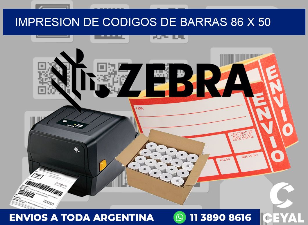 impresion de codigos de barras 86 x 50