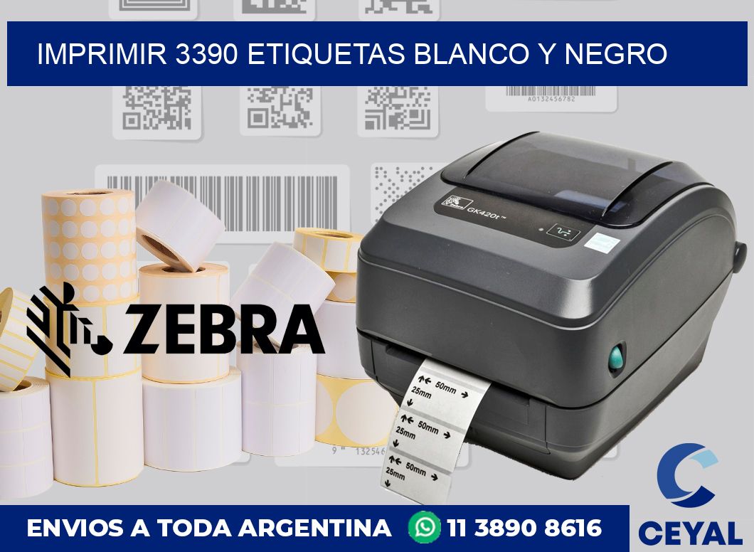 imprimir 3390 etiquetas blanco y negro