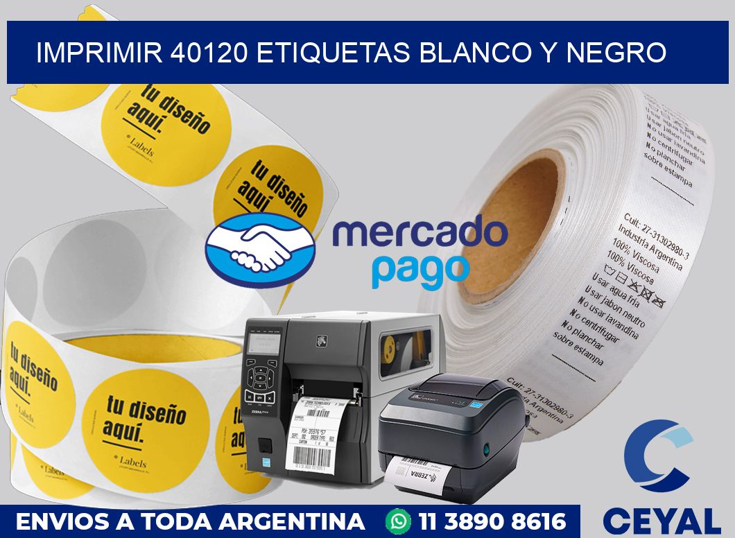 imprimir 40120 etiquetas blanco y negro