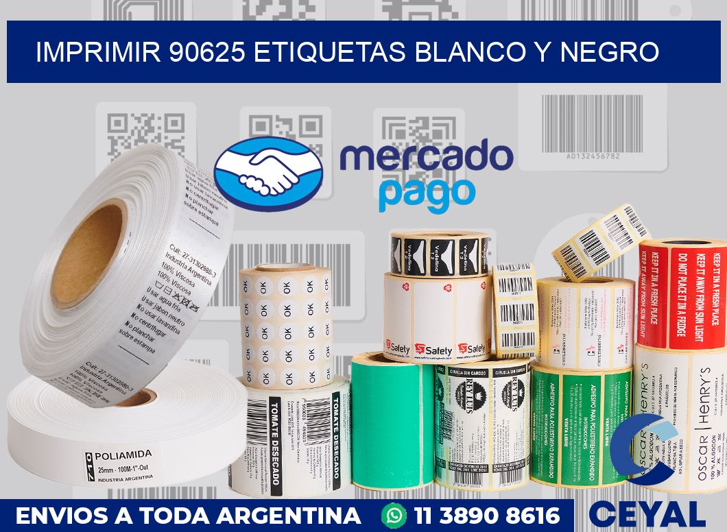 imprimir 90625 etiquetas blanco y negro