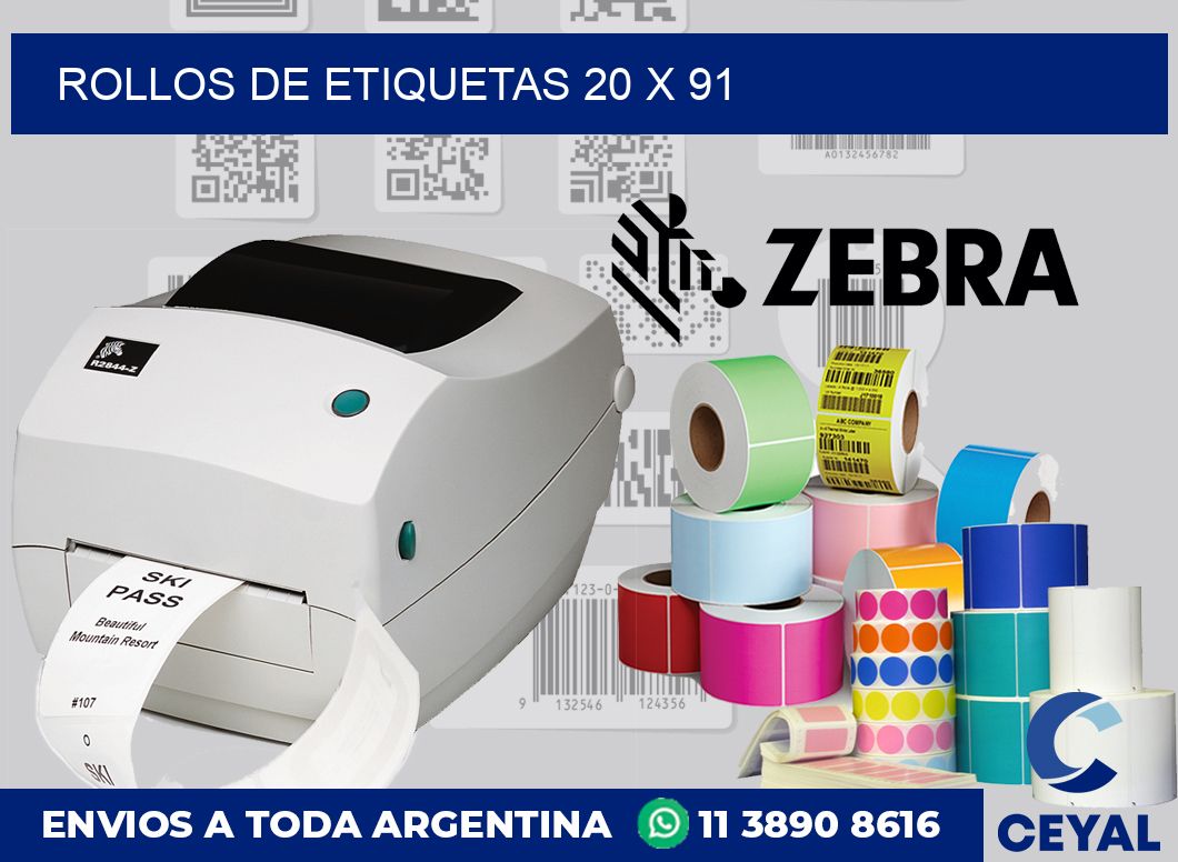 rollos de etiquetas 20 x 91
