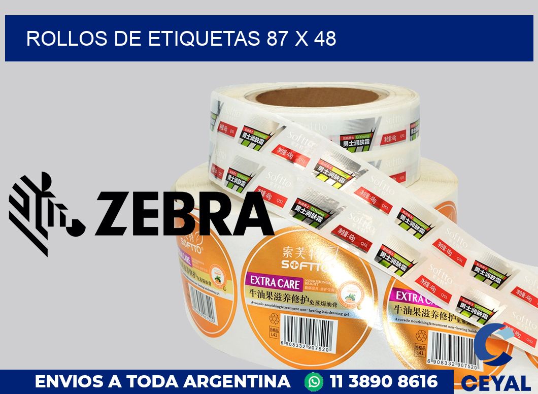 rollos de etiquetas 87 x 48