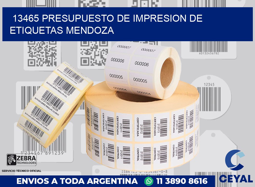 13465 PRESUPUESTO DE IMPRESION DE ETIQUETAS MENDOZA