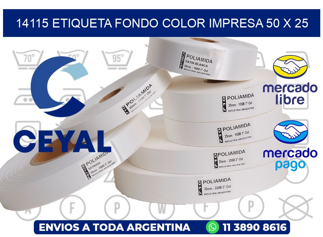 14115 ETIQUETA FONDO COLOR IMPRESA 50 X 25