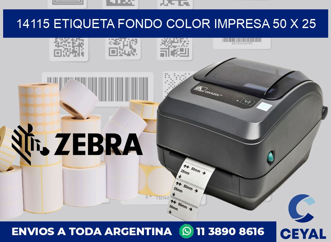 14115 ETIQUETA FONDO COLOR IMPRESA 50 X 25