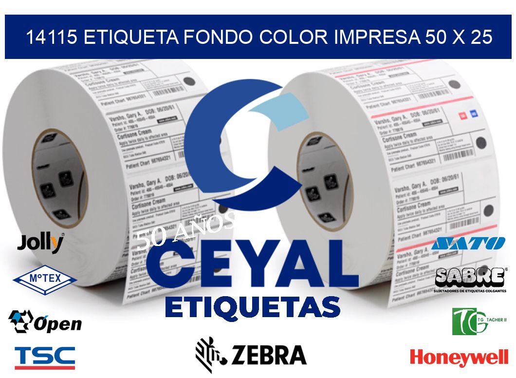 14115 ETIQUETA FONDO COLOR IMPRESA 50 X 25