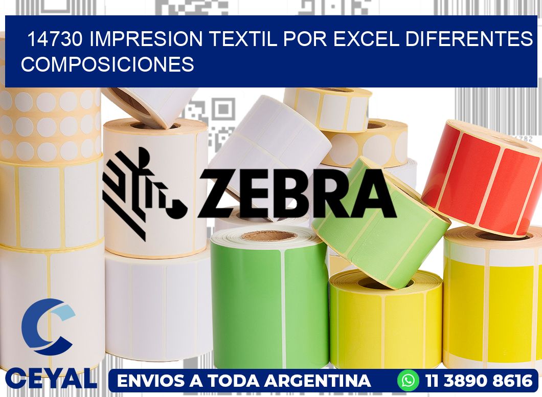 14730 IMPRESION TEXTIL POR EXCEL DIFERENTES COMPOSICIONES