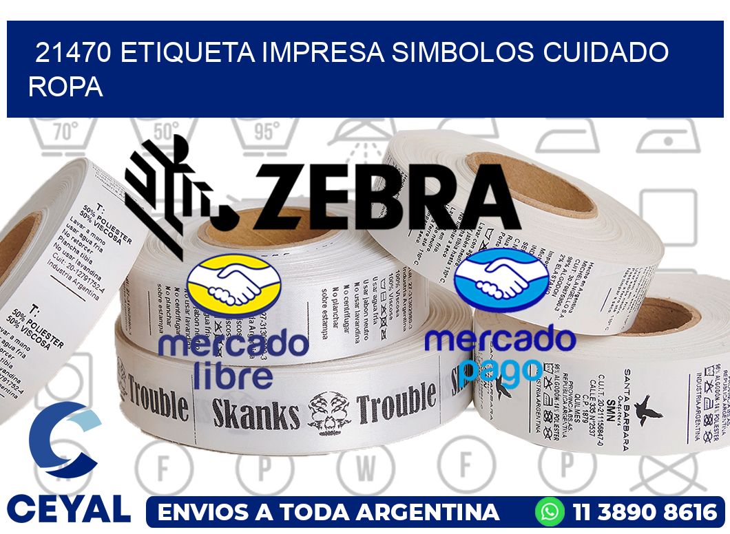 21470 ETIQUETA IMPRESA SIMBOLOS CUIDADO ROPA