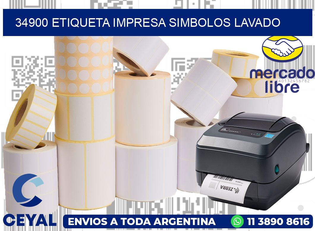 34900 ETIQUETA IMPRESA SIMBOLOS LAVADO