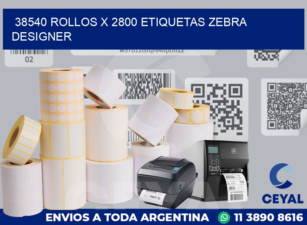 38540 Rollos x 2800 etiquetas zebra designer