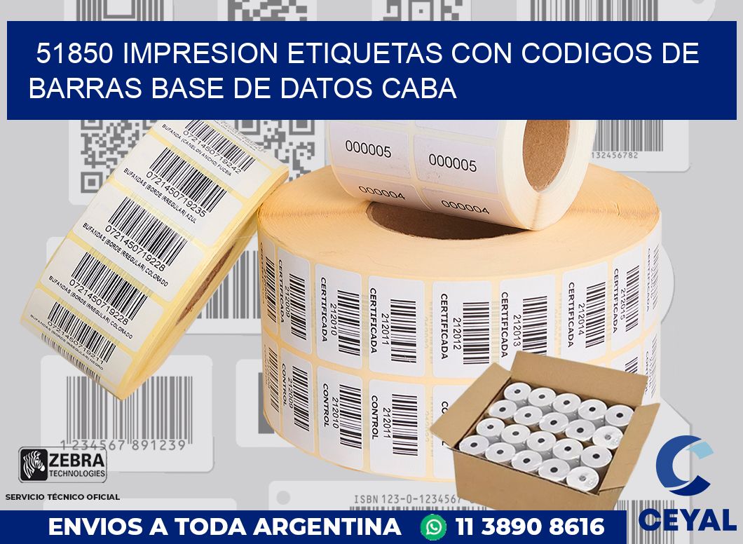 51850 IMPRESION ETIQUETAS CON CODIGOS DE BARRAS BASE DE DATOS CABA