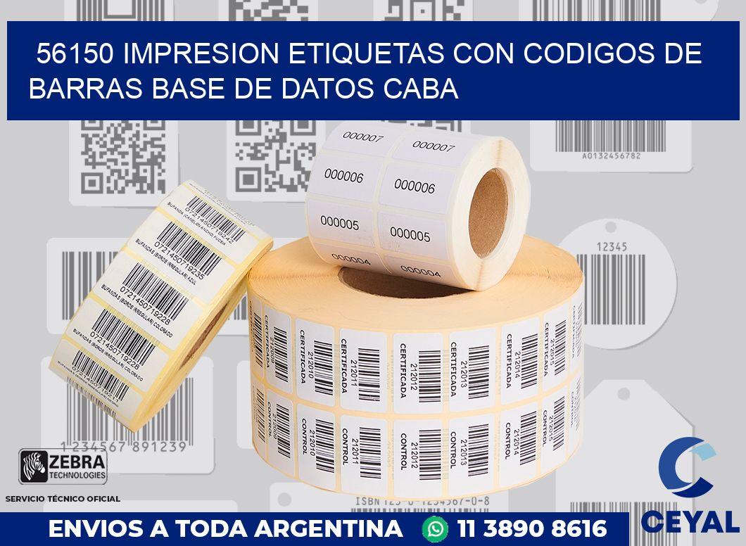 56150 IMPRESION ETIQUETAS CON CODIGOS DE BARRAS BASE DE DATOS CABA