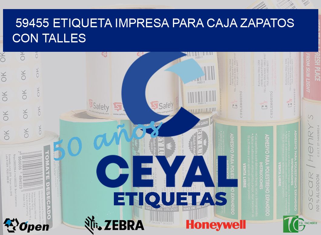 59455 ETIQUETA IMPRESA PARA CAJA ZAPATOS CON TALLES