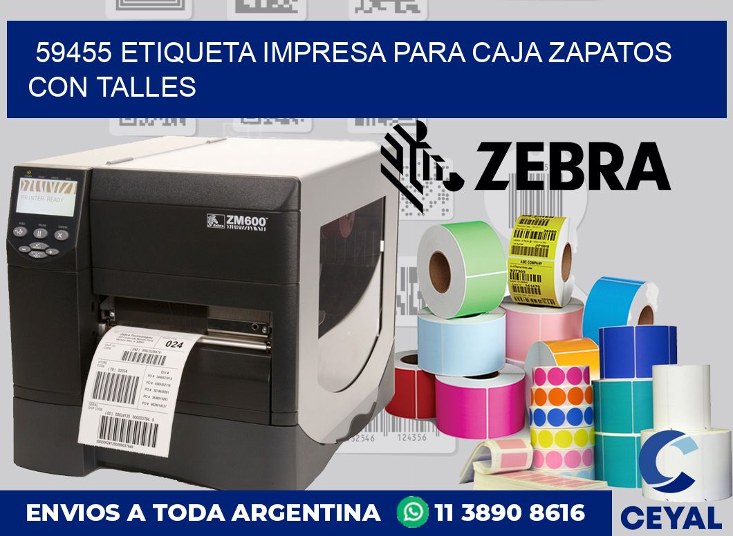 59455 ETIQUETA IMPRESA PARA CAJA ZAPATOS CON TALLES