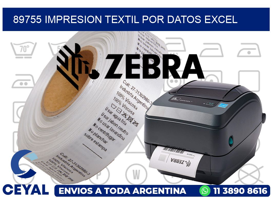 89755 IMPRESION TEXTIL POR DATOS EXCEL